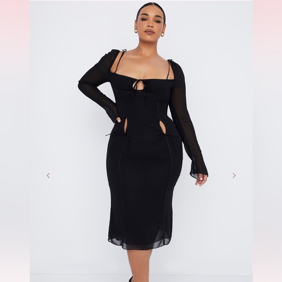 House of Cb Ophelia black midi dress size medium m - Picture 5 of 8